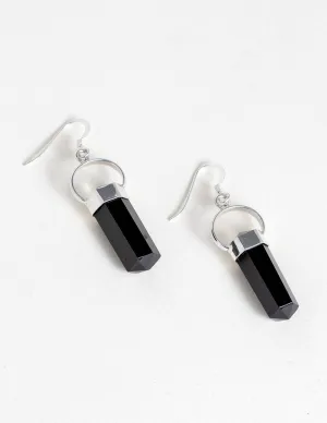 Black Tourmaline Double Terminated Earrings