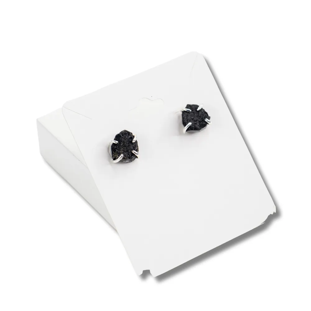Black Tourmaline Raw Earrings