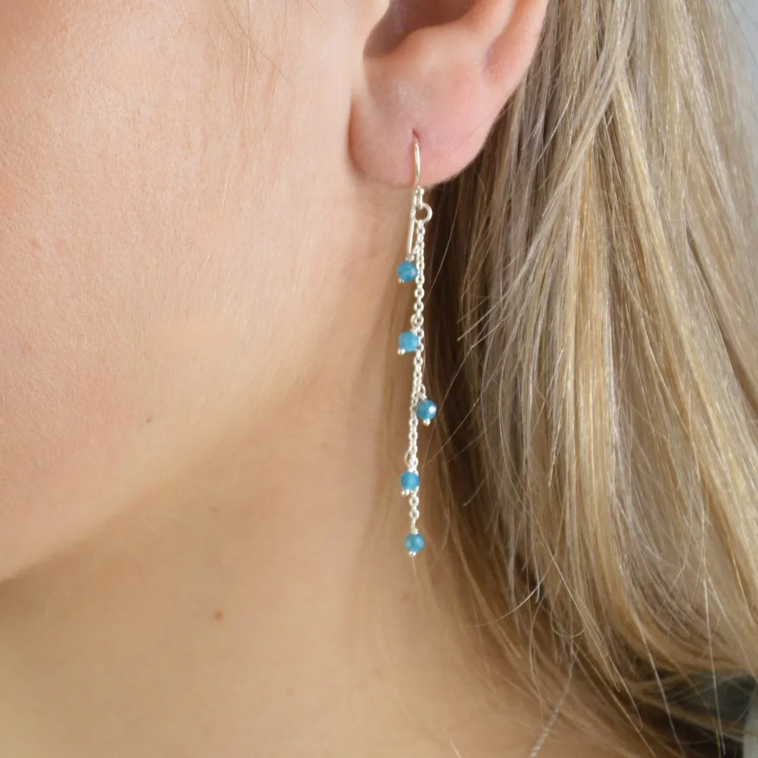 Blue Apatite Cascade Earrings