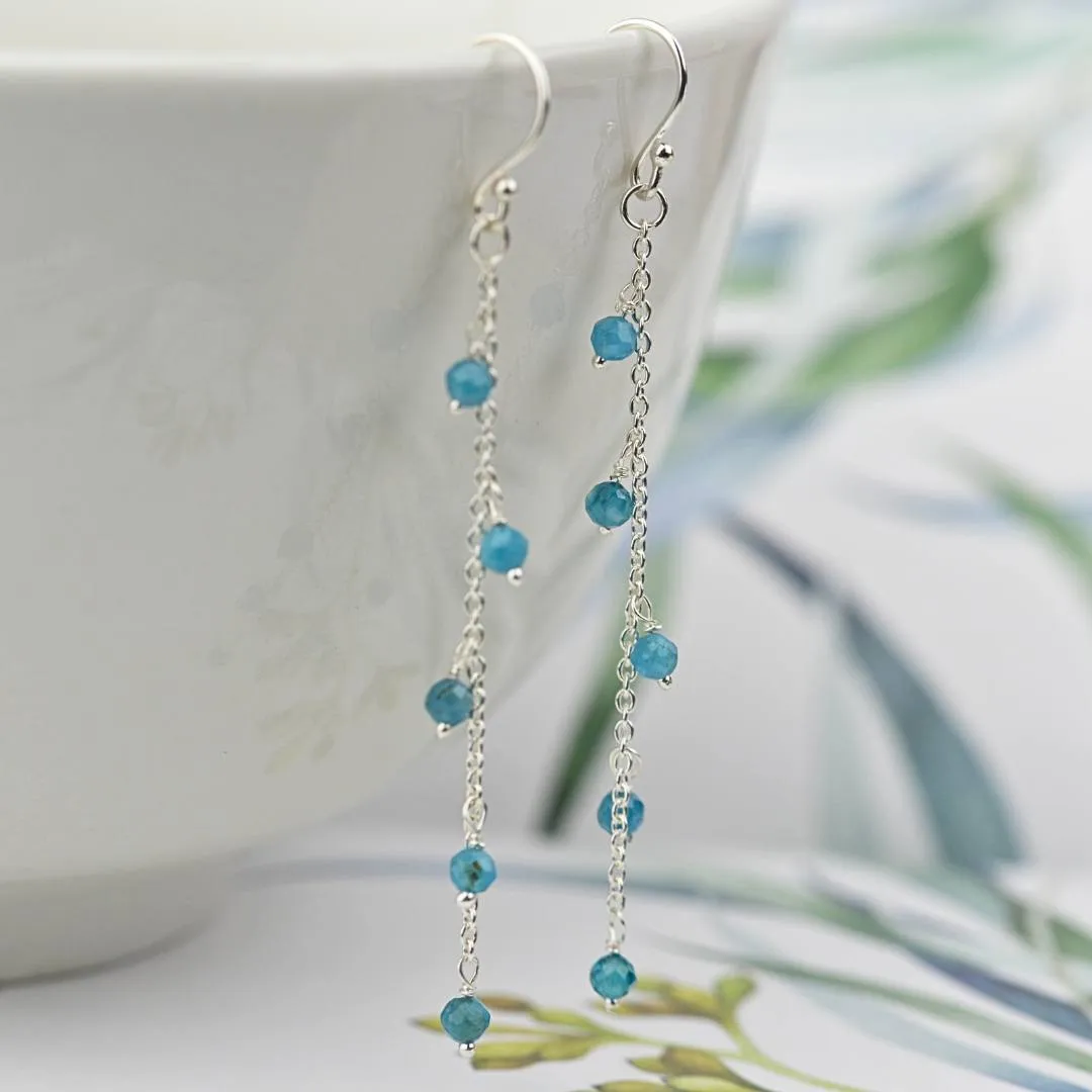 Blue Apatite Cascade Earrings