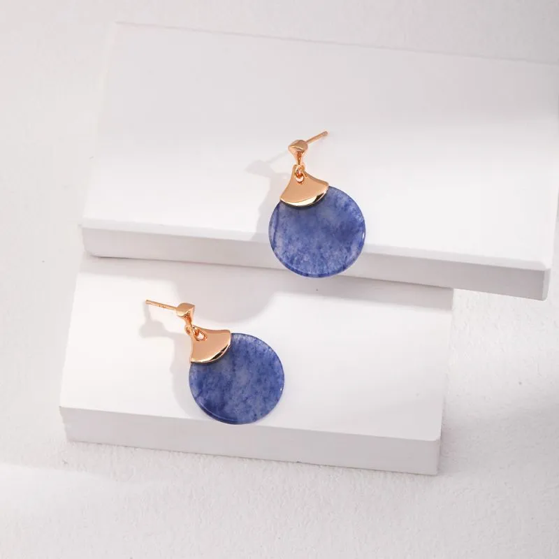 Blue Aventurine Stud Earrings-Gold Vermeil