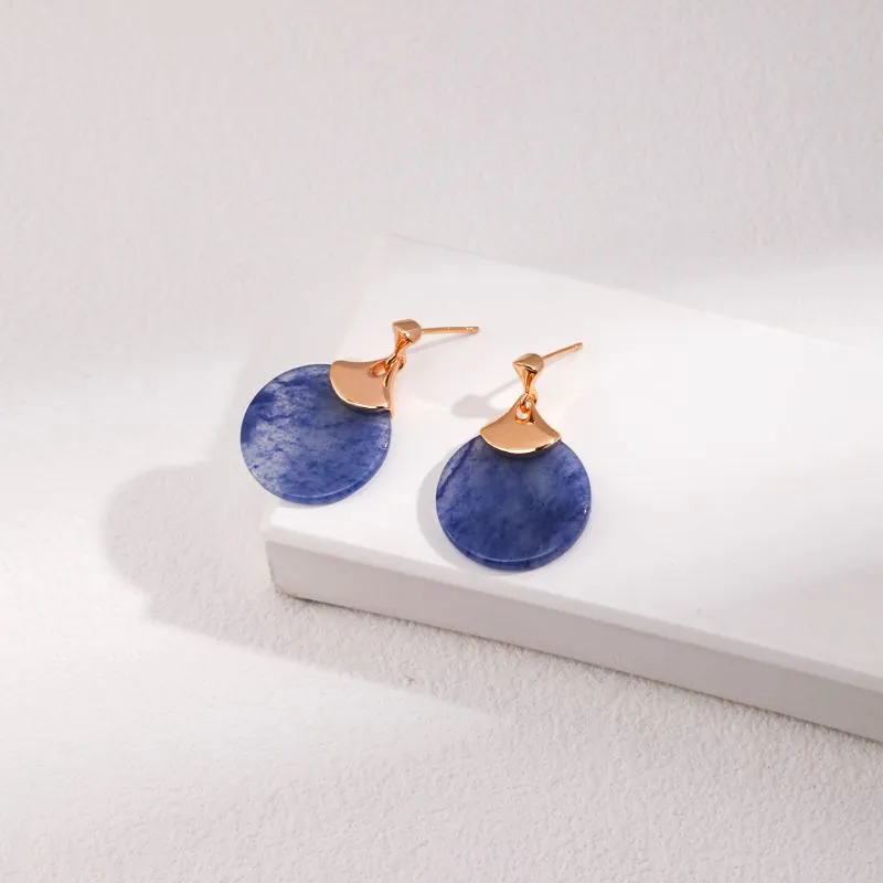 Blue Aventurine Stud Earrings-Gold Vermeil