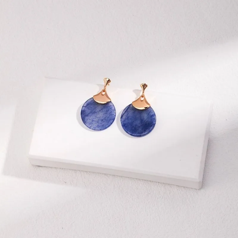 Blue Aventurine Stud Earrings-Gold Vermeil