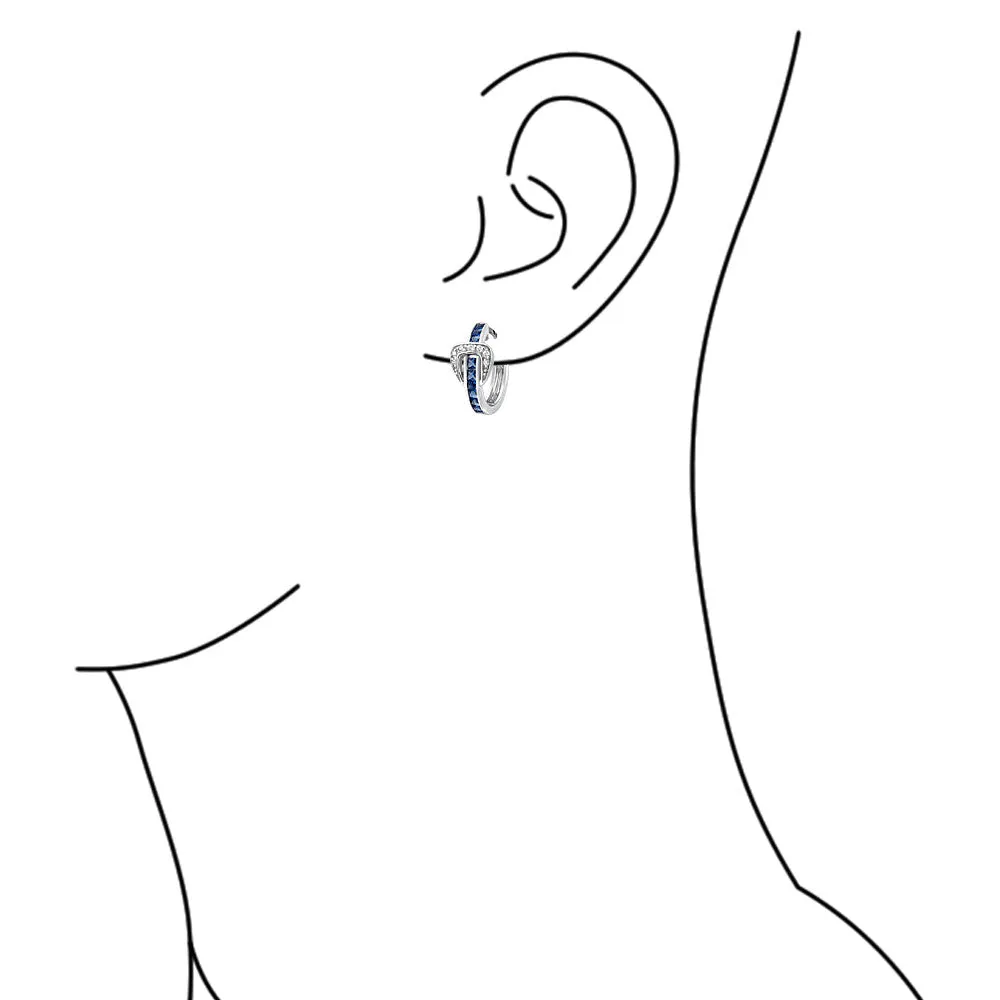 Blue Black Brown CZ Stud Earrings Pave Cubic Zirconia and 3D Belt Buckle Design