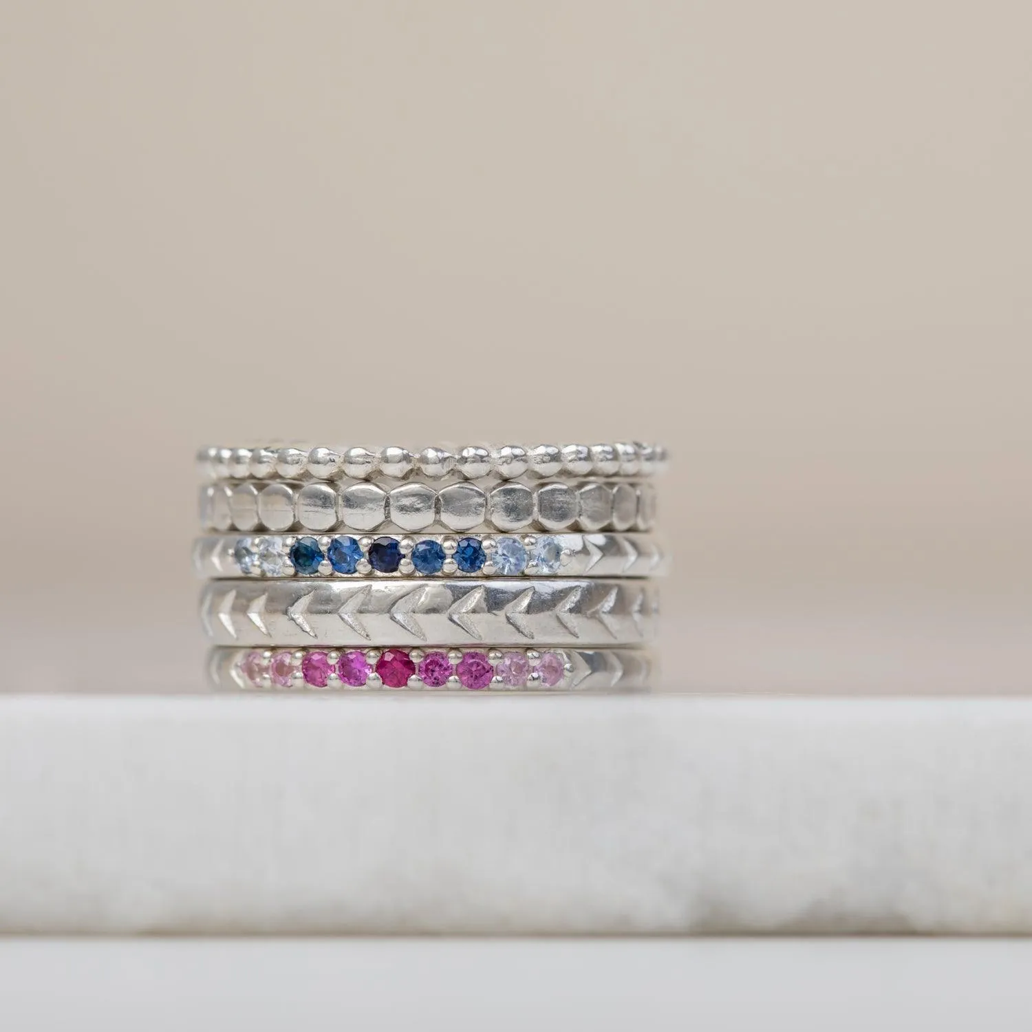 Blue Ombre Sapphire Silver Band