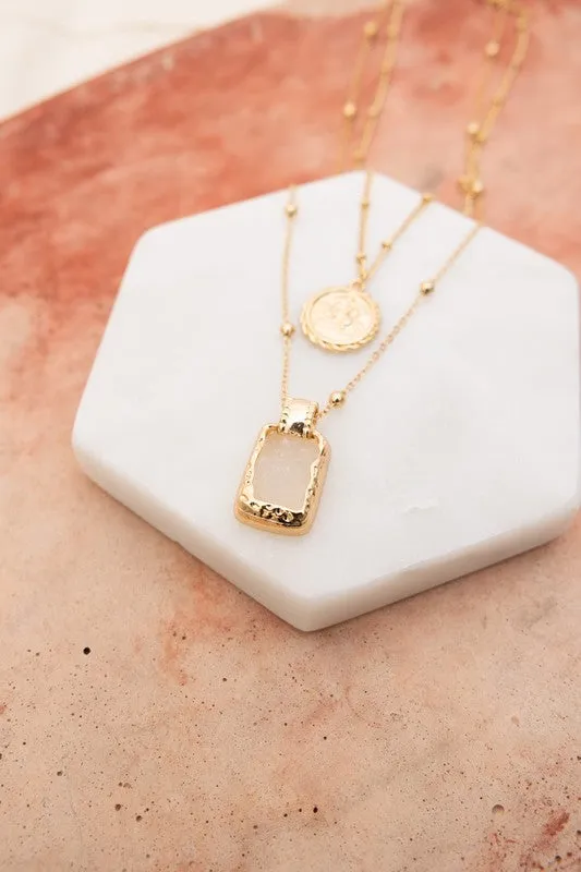 Blush Stone Double Layer Necklace