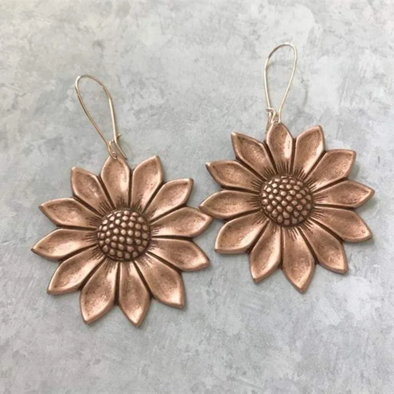 Boho Sunflower Drop Earrings