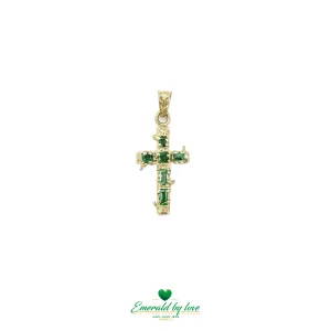 Bold Trunk-Style Design Cross with Colombian Emeralds