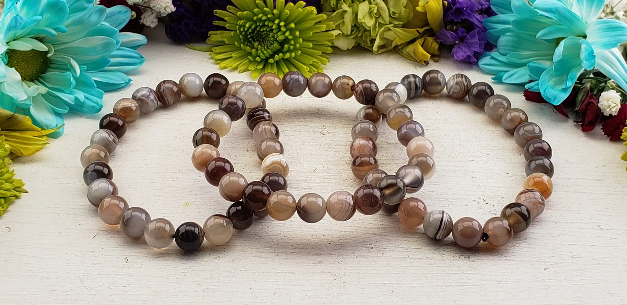 Botswana Agate Natural Gemstone 8mm Bead Bracelet - Stone for Manifesting