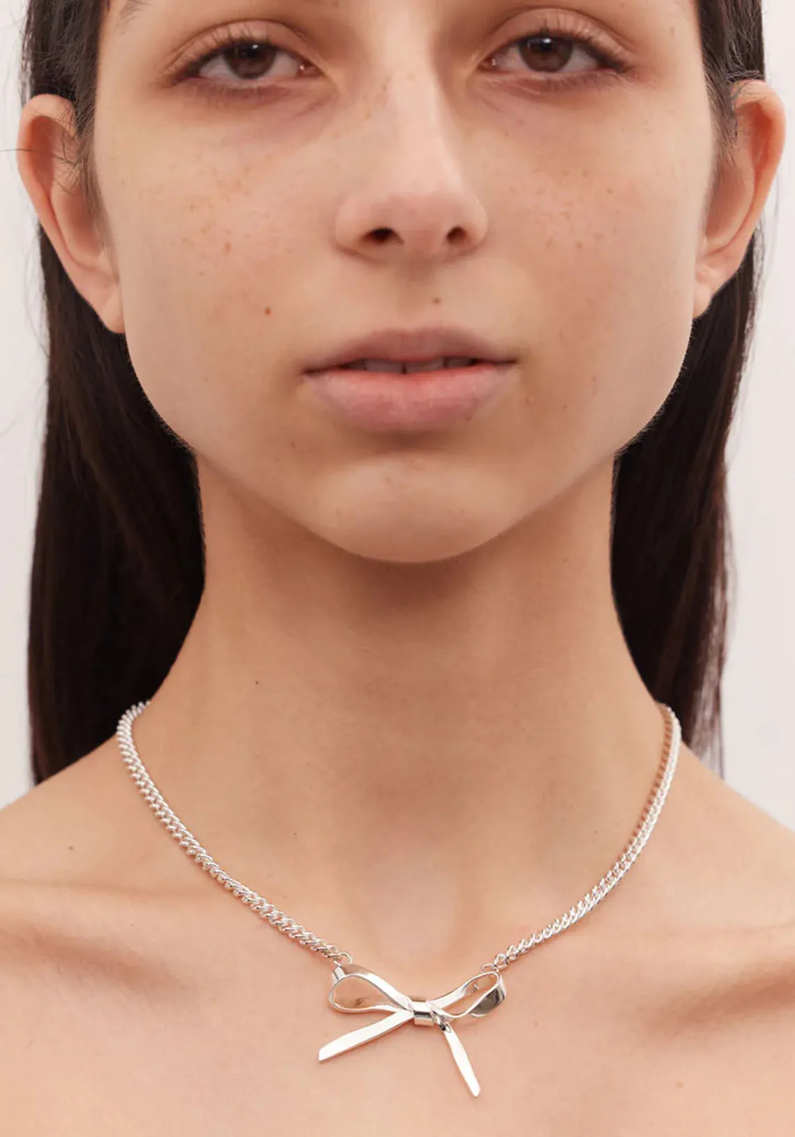 BOW NECKLACE LARGE SILVER