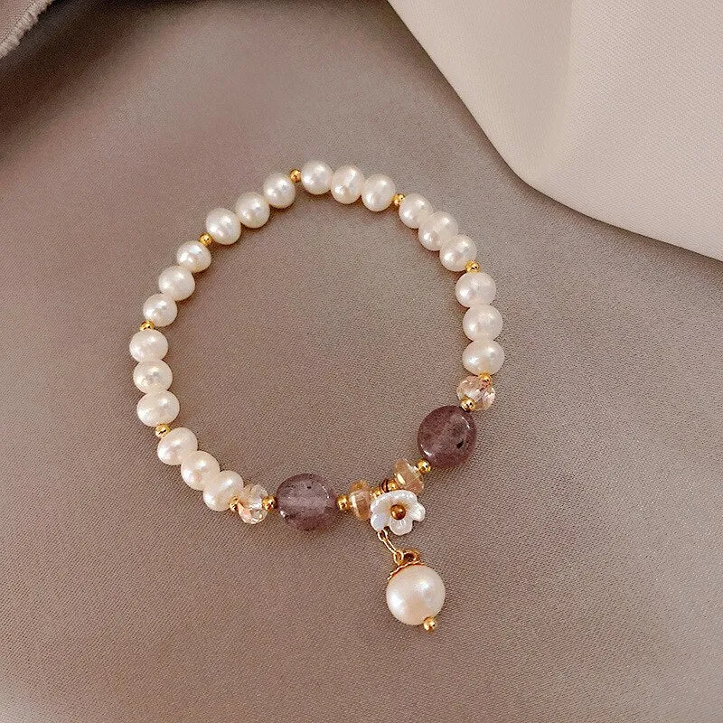 Bracelet for Women Fashion Sweet Pearl Crystal Bracelet Women's Simple Geometric Bracelet Jewelry Accessories Wholesale