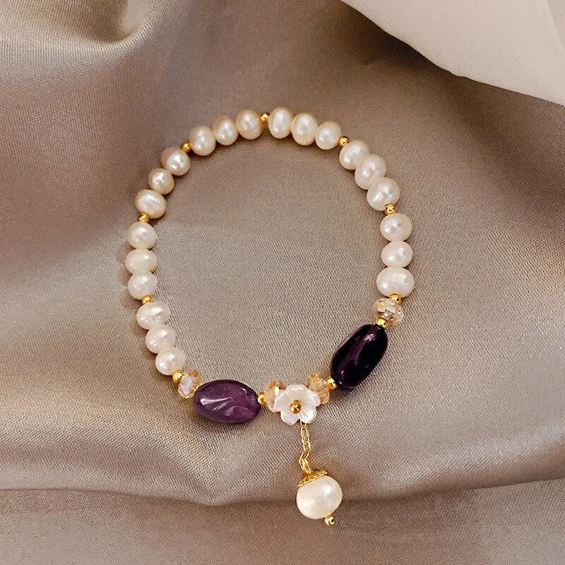 Bracelet for Women Fashion Sweet Pearl Crystal Bracelet Women's Simple Geometric Bracelet Jewelry Accessories Wholesale
