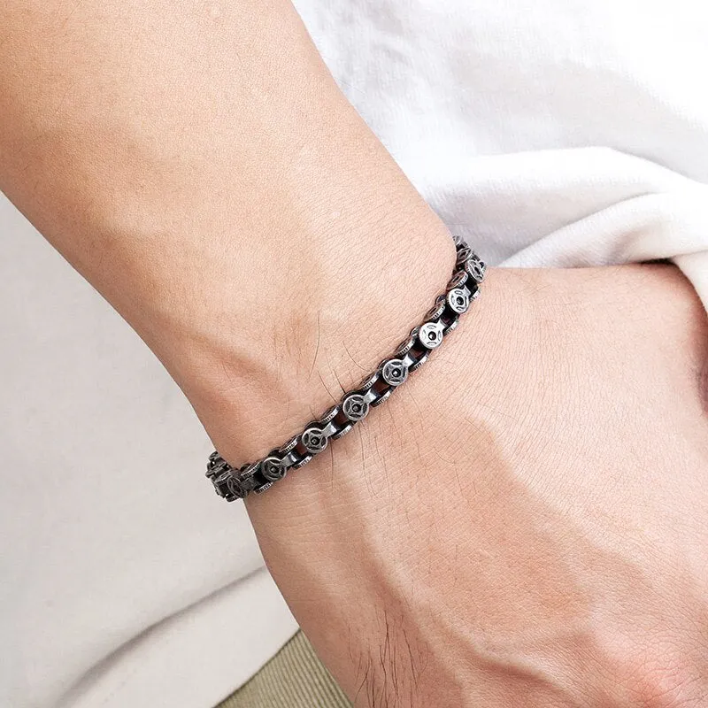 Bracelet Men's Vintage Oxidized Stainless Steel Jewelry Byzantine Curb Cuban Link Chain