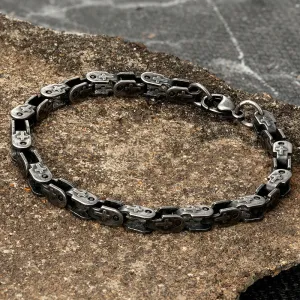 Bracelet Men's Vintage Oxidized Stainless Steel Jewelry Byzantine Curb Cuban Link Chain