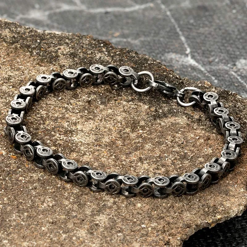 Bracelet Men's Vintage Oxidized Stainless Steel Jewelry Byzantine Curb Cuban Link Chain