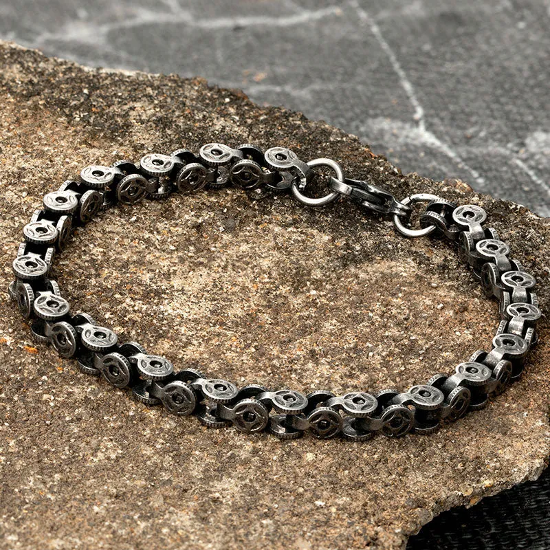 Bracelet Men's Vintage Oxidized Stainless Steel Jewelry Byzantine Curb Cuban Link Chain