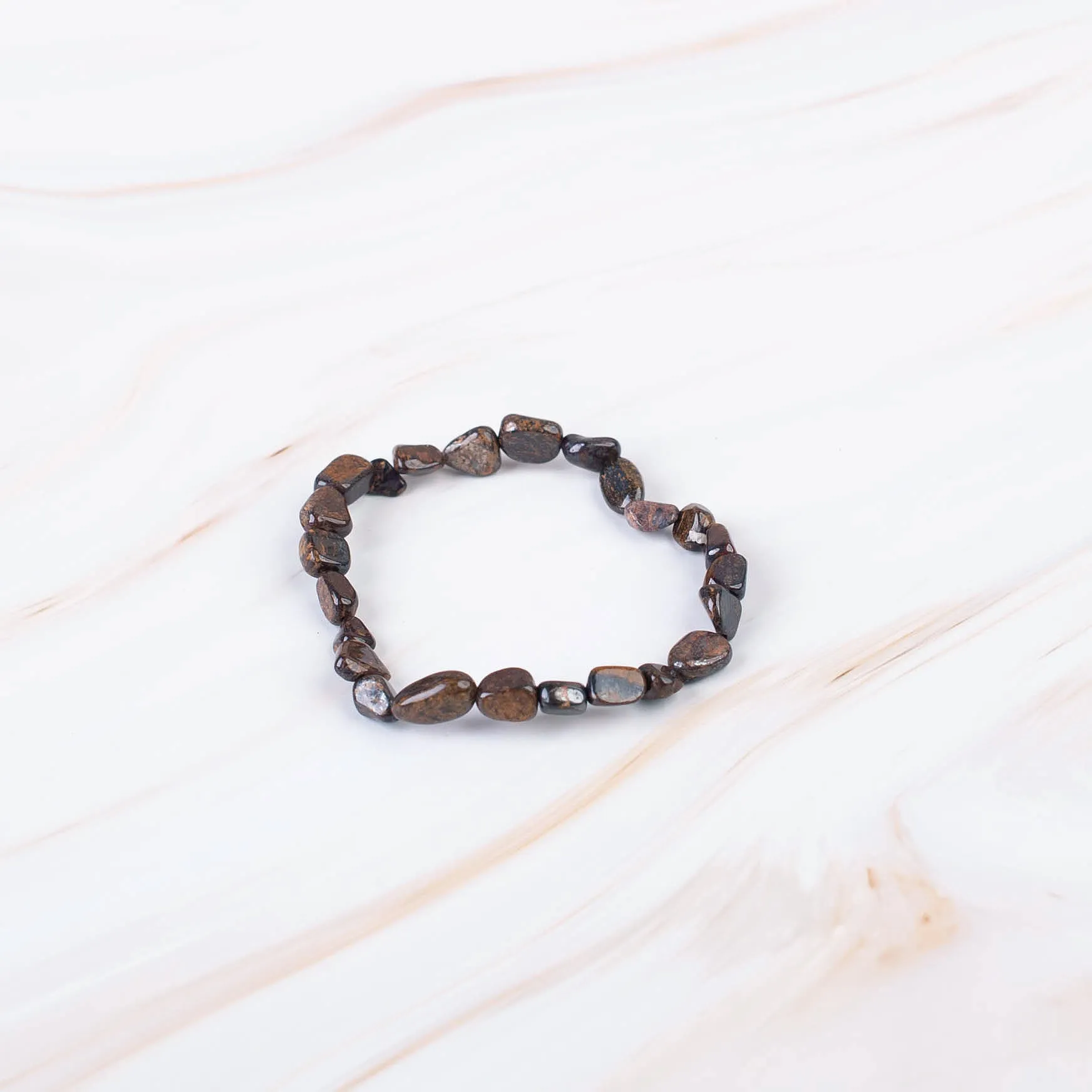 Bronzite Pebble Beaded Bracelet