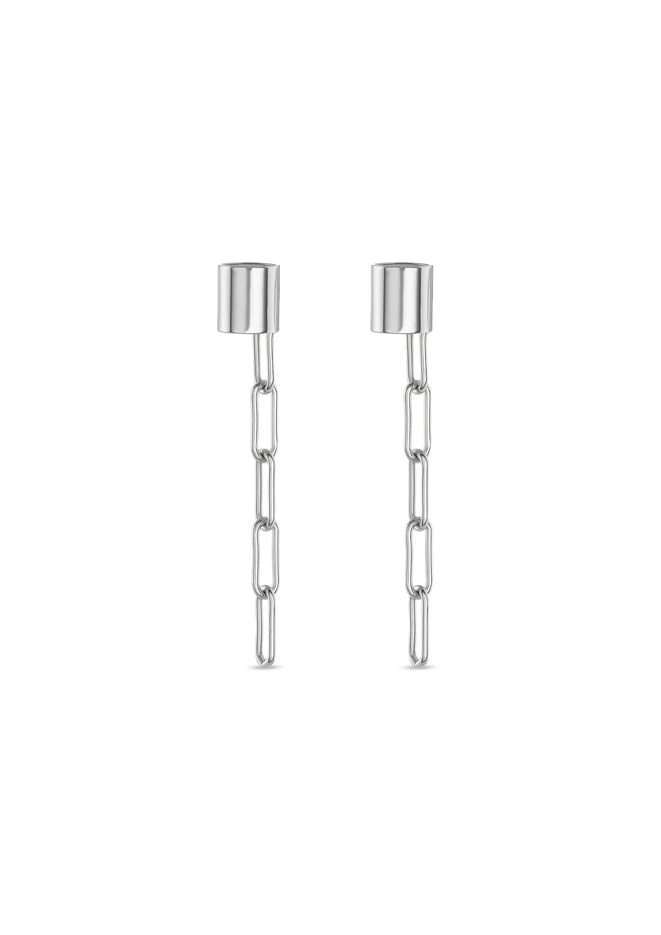 Brooklyn 5 Links Stud Earrings Silver