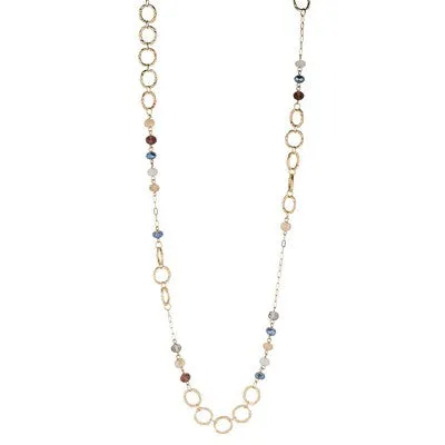 Bryn Long Necklace w/Stationed Dark Multi Color Stones