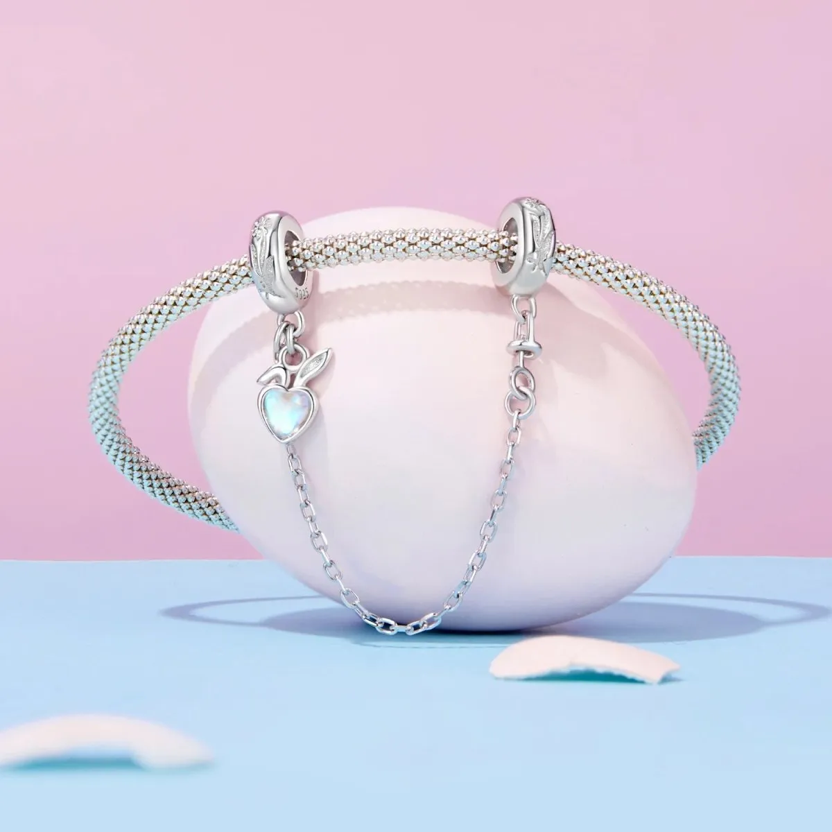 Bunny & Heart Dangle Safety Chain Charm