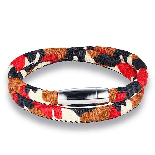 Camouflage Multi-Layer Magnetic Clasp Wrap Bracelet