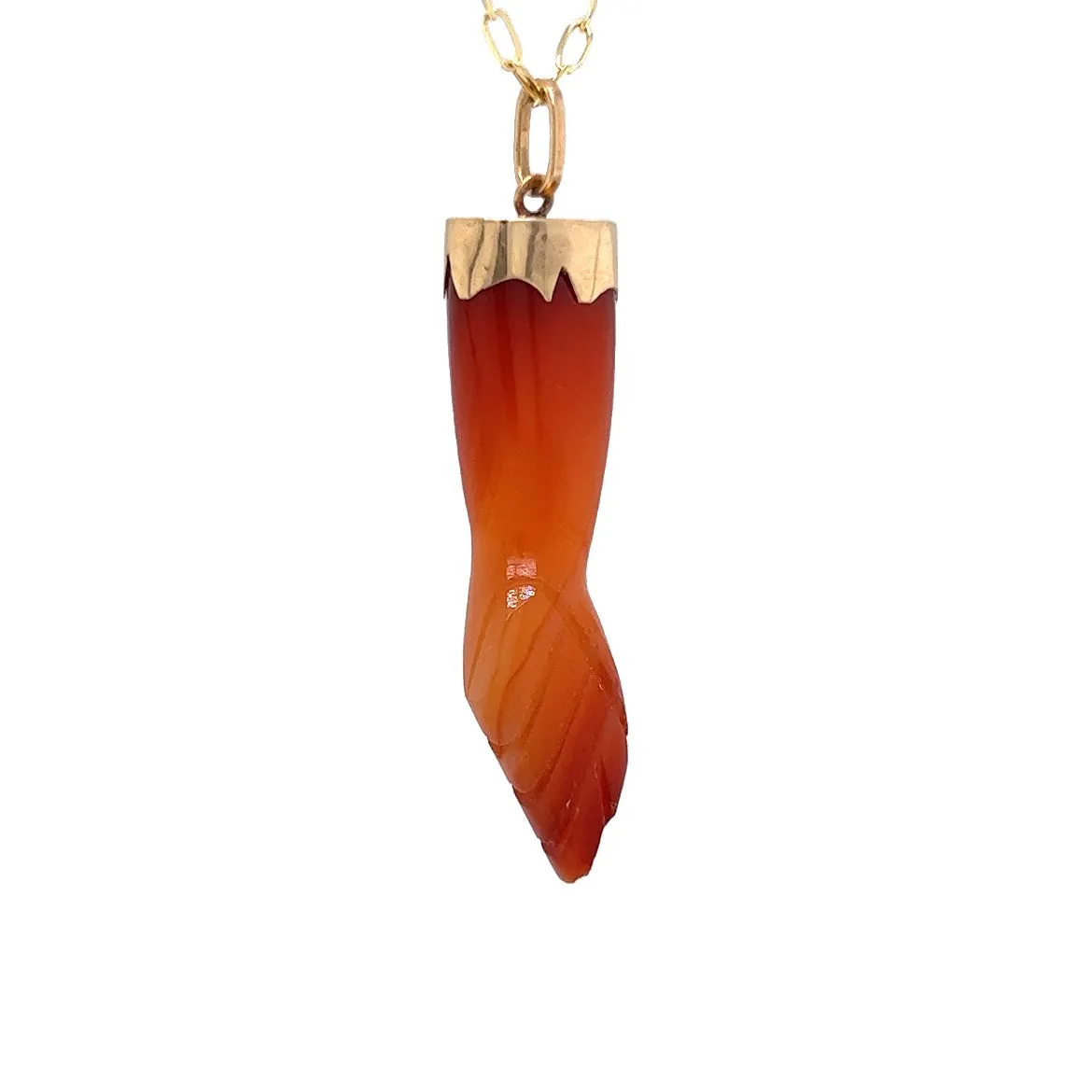 Carnelian Figa Charm Pendant in 10k Yellow Gold