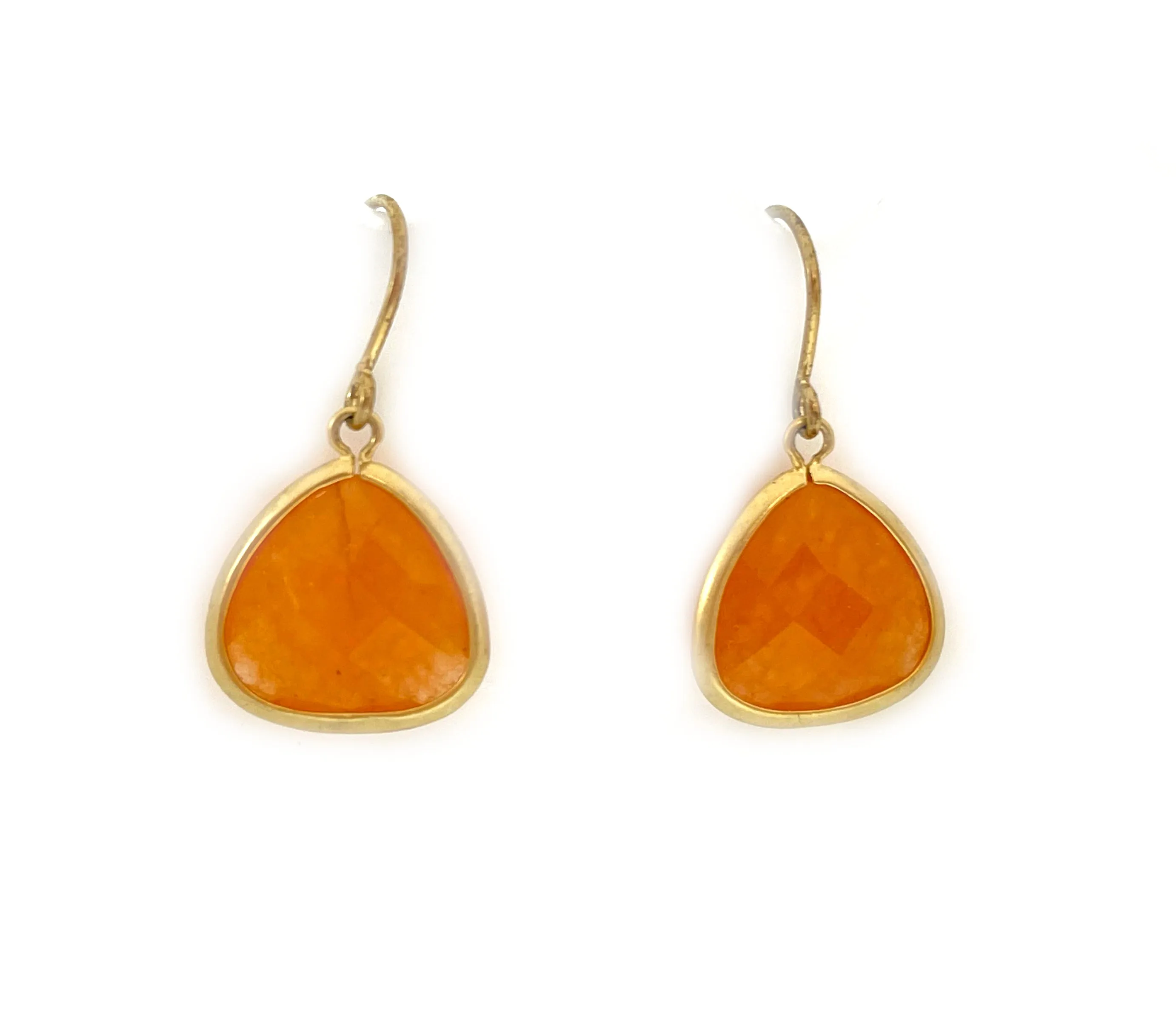 Carnelian Gemstone Dainty Drop Gold Earrings