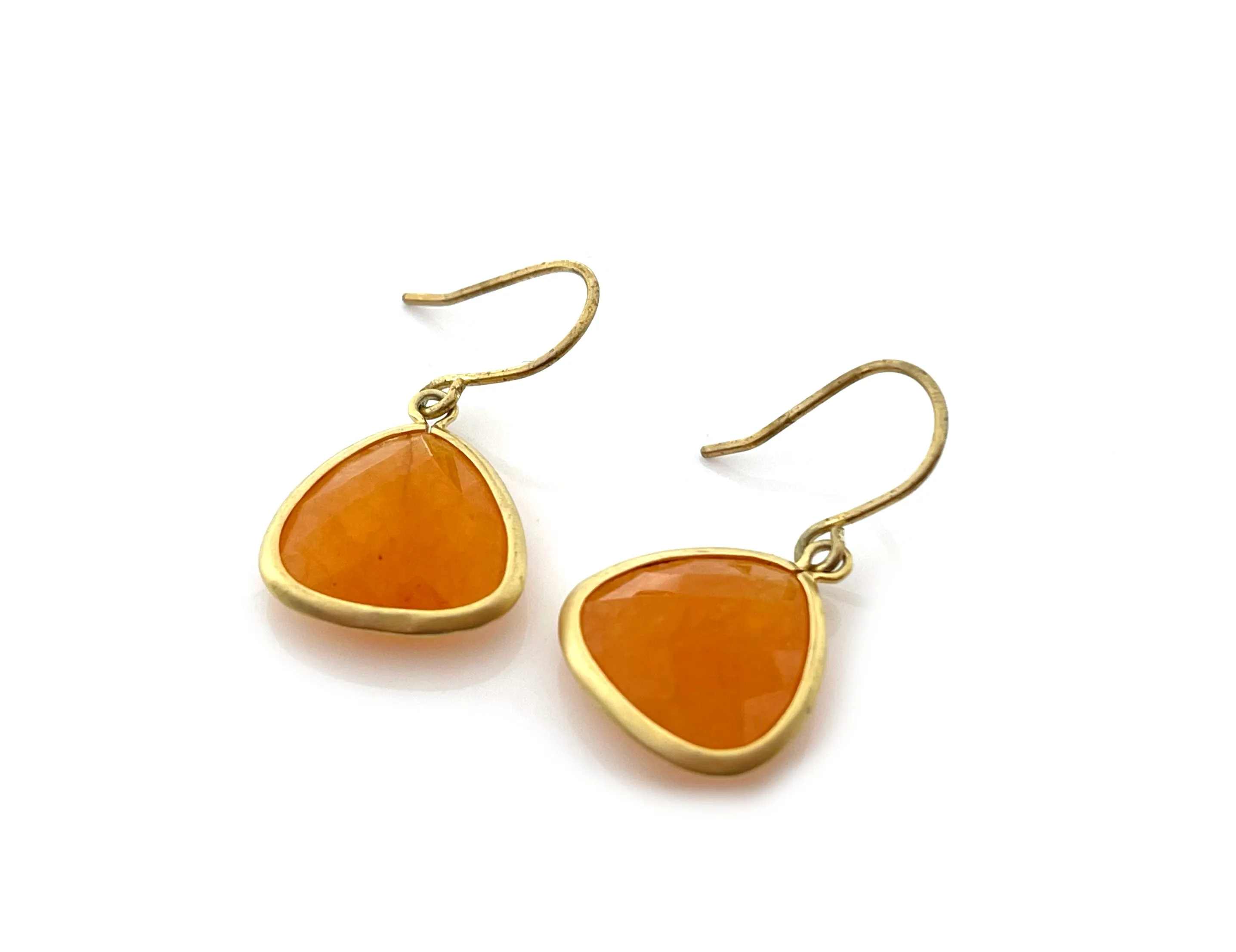 Carnelian Gemstone Dainty Drop Gold Earrings