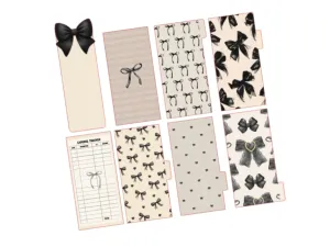 Cash Envelopes | Black & Beige Bow Set | Set of 8