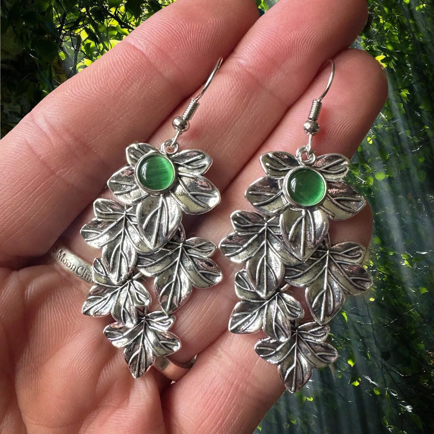 Cats Eye Leaf Cascade Earrings