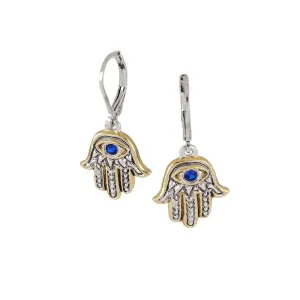 Celebration Collection - Hamsa Hand Indigo Eye French Wire Earrings