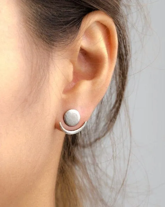 Celestial Full Moon & Moon Crescent Earrings
