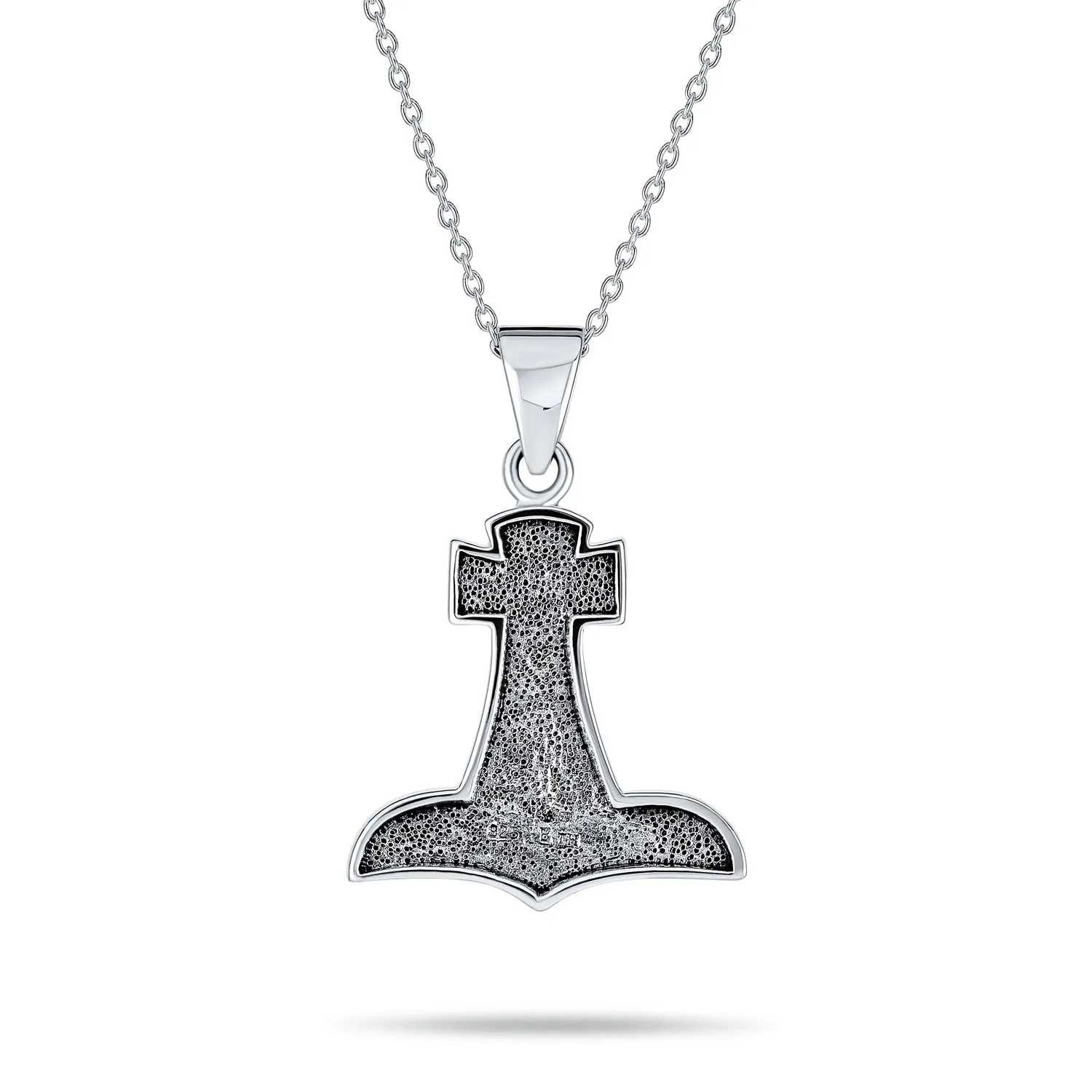 Celtic Knot Viking Thors Hammer Pendant Necklace in Oxidized Sterling Silver
