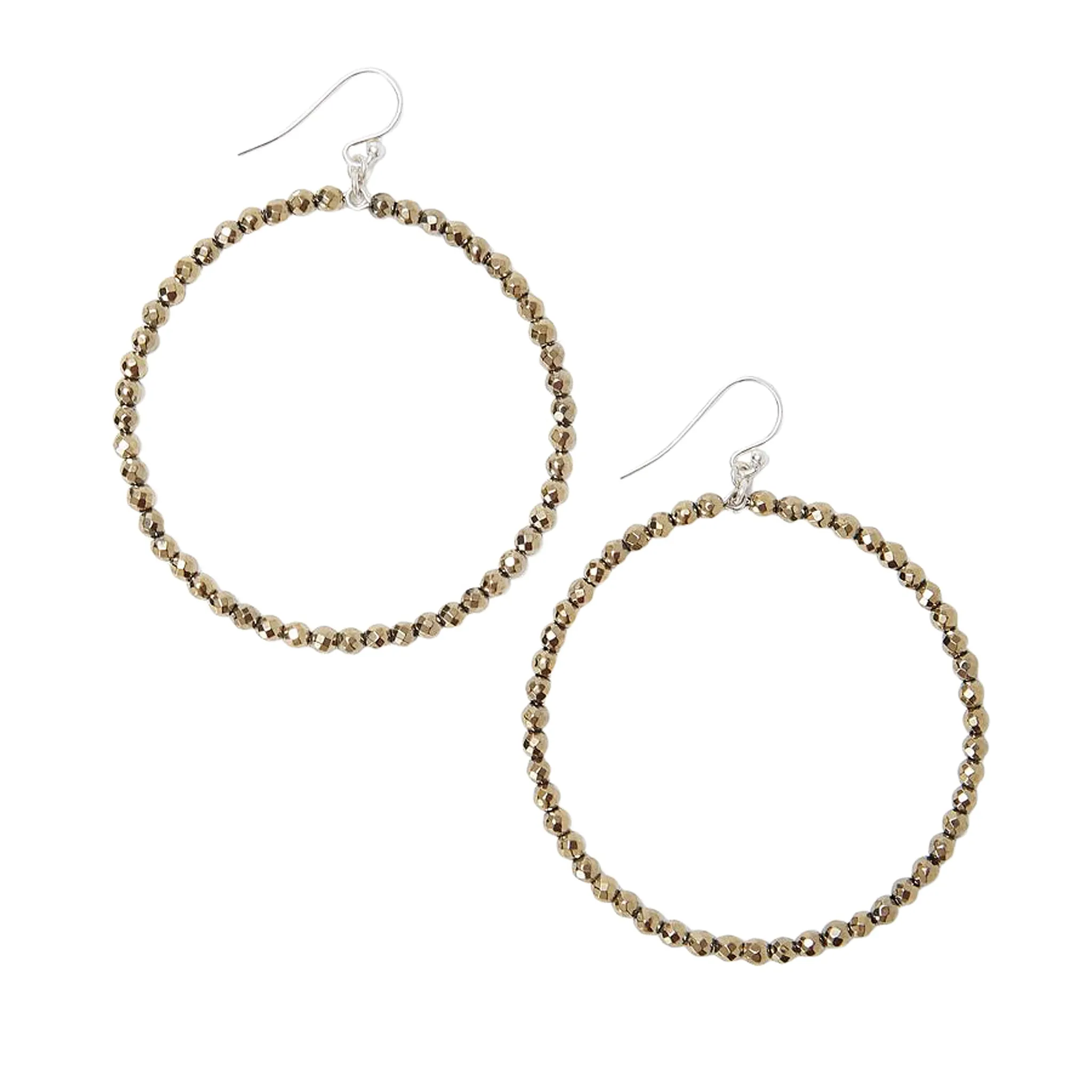 Chan Luu 2 Inch Silver Hoop Earrings in Pyrite