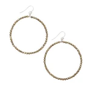 Chan Luu 2 Inch Silver Hoop Earrings in Pyrite