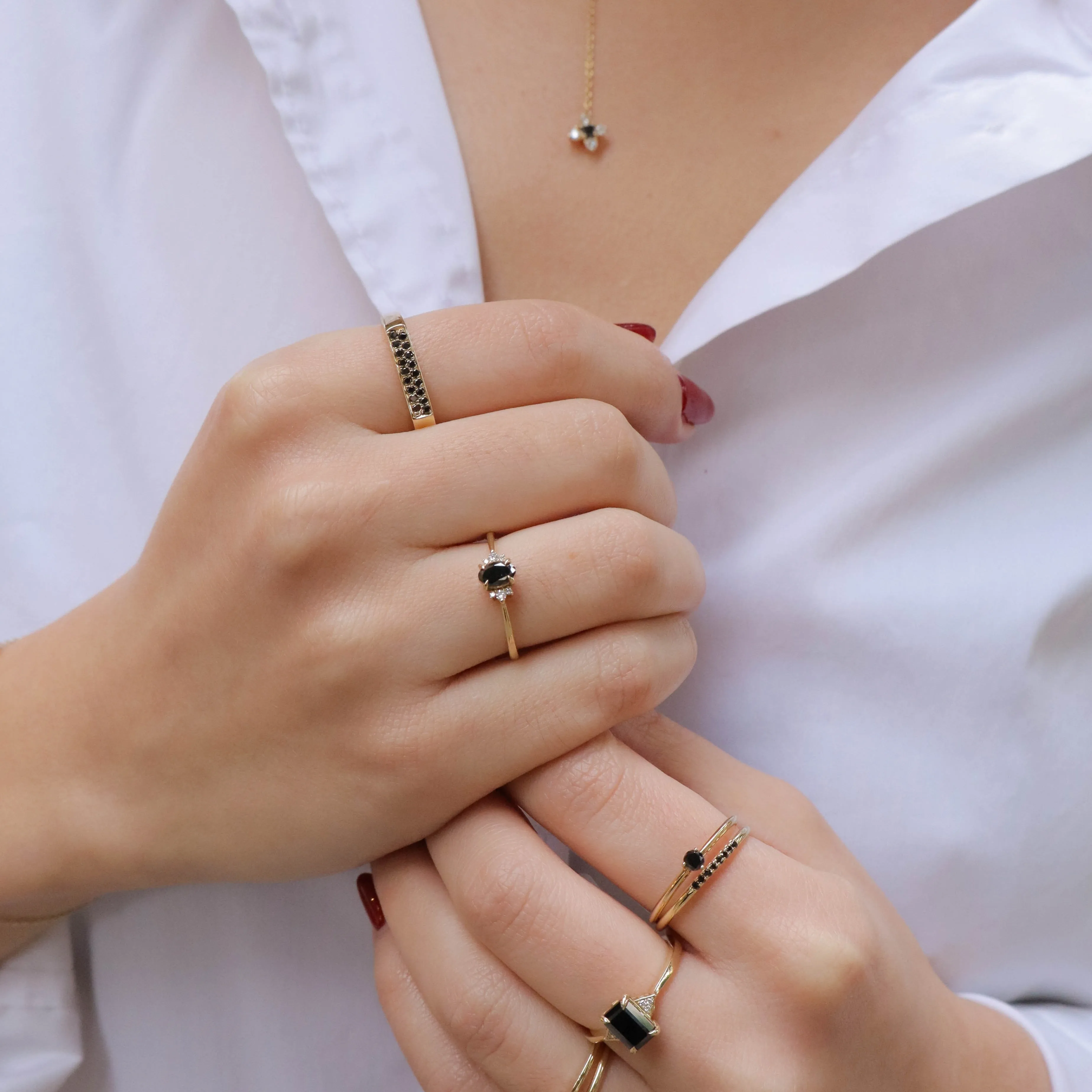 Charlotte Gold Ring Black Diamonds