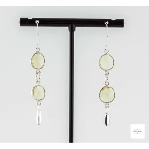 Charming Lemon Quartz Boho Earrings: Chic Silver Drop Earrings