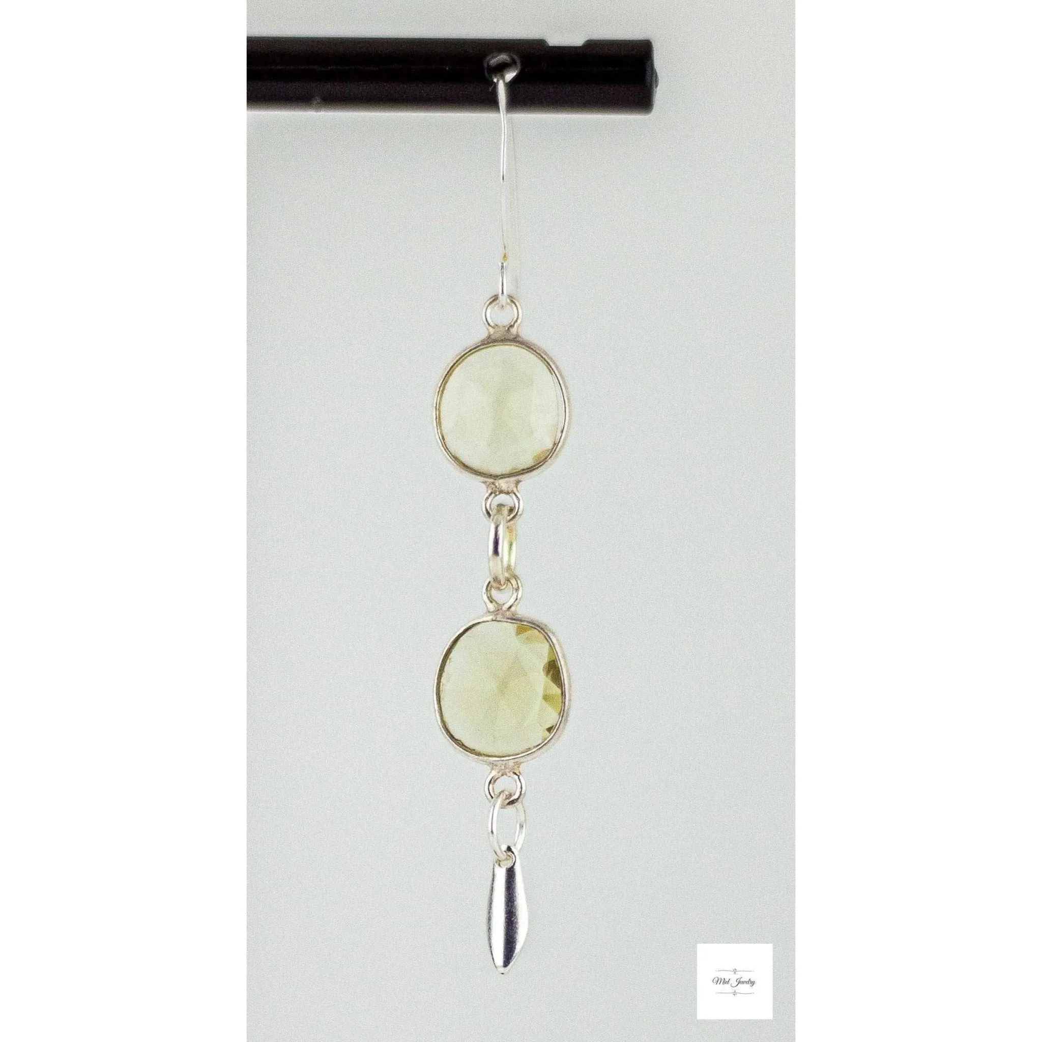 Charming Lemon Quartz Boho Earrings: Chic Silver Drop Earrings