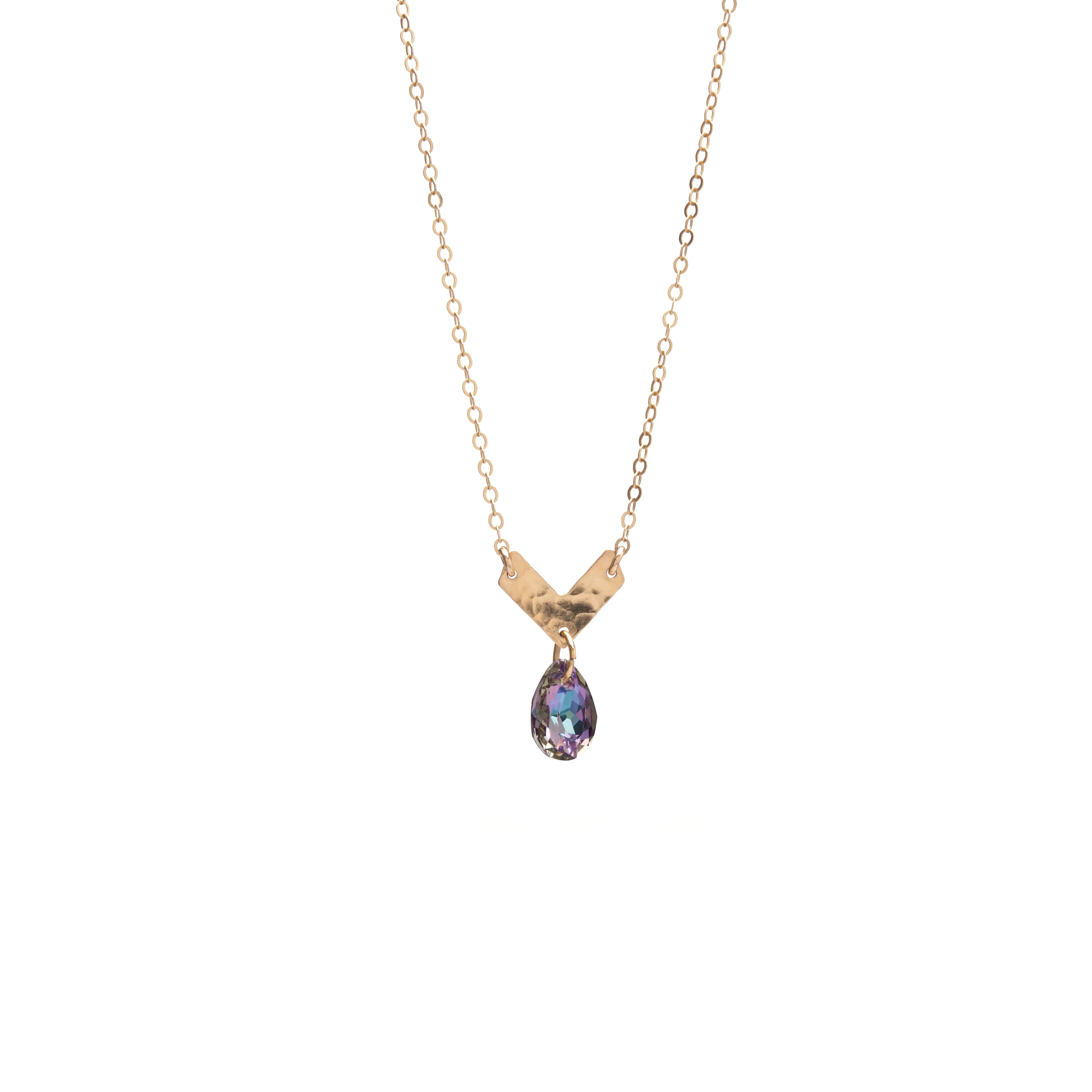 Chevron Crystal Drop Necklace
