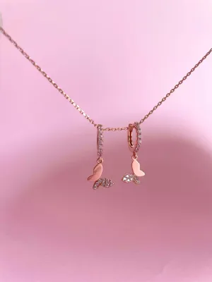Chic Butterfly Huggie Drop Earrings | Rose Gold