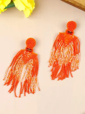 Chic Carnival: Orange Handmade Tassel Earrings for Quirky Fashionistas