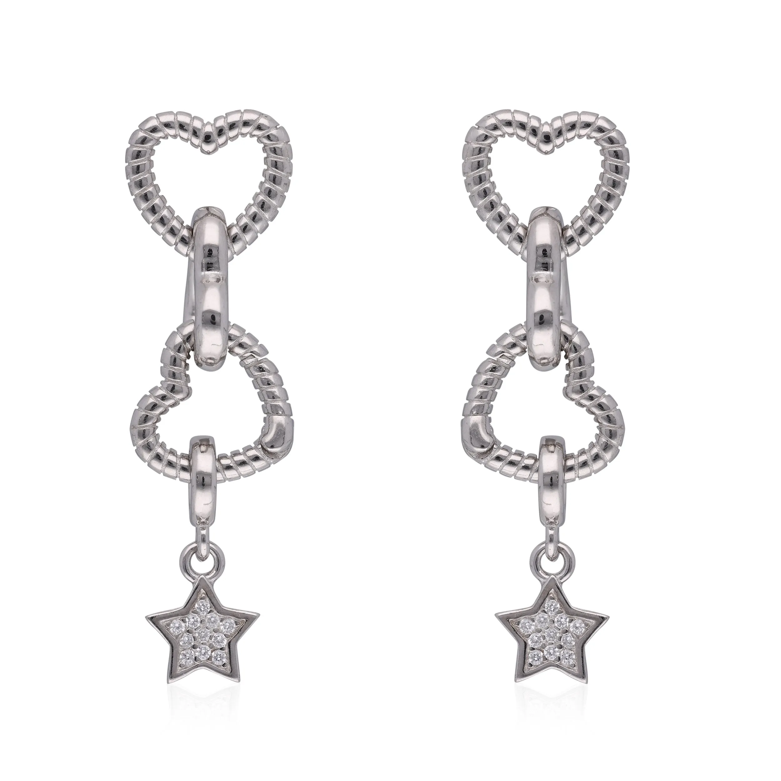 Chic Contours: Heart and Drop Earrings | SKU: 0002930718, 0002930688
