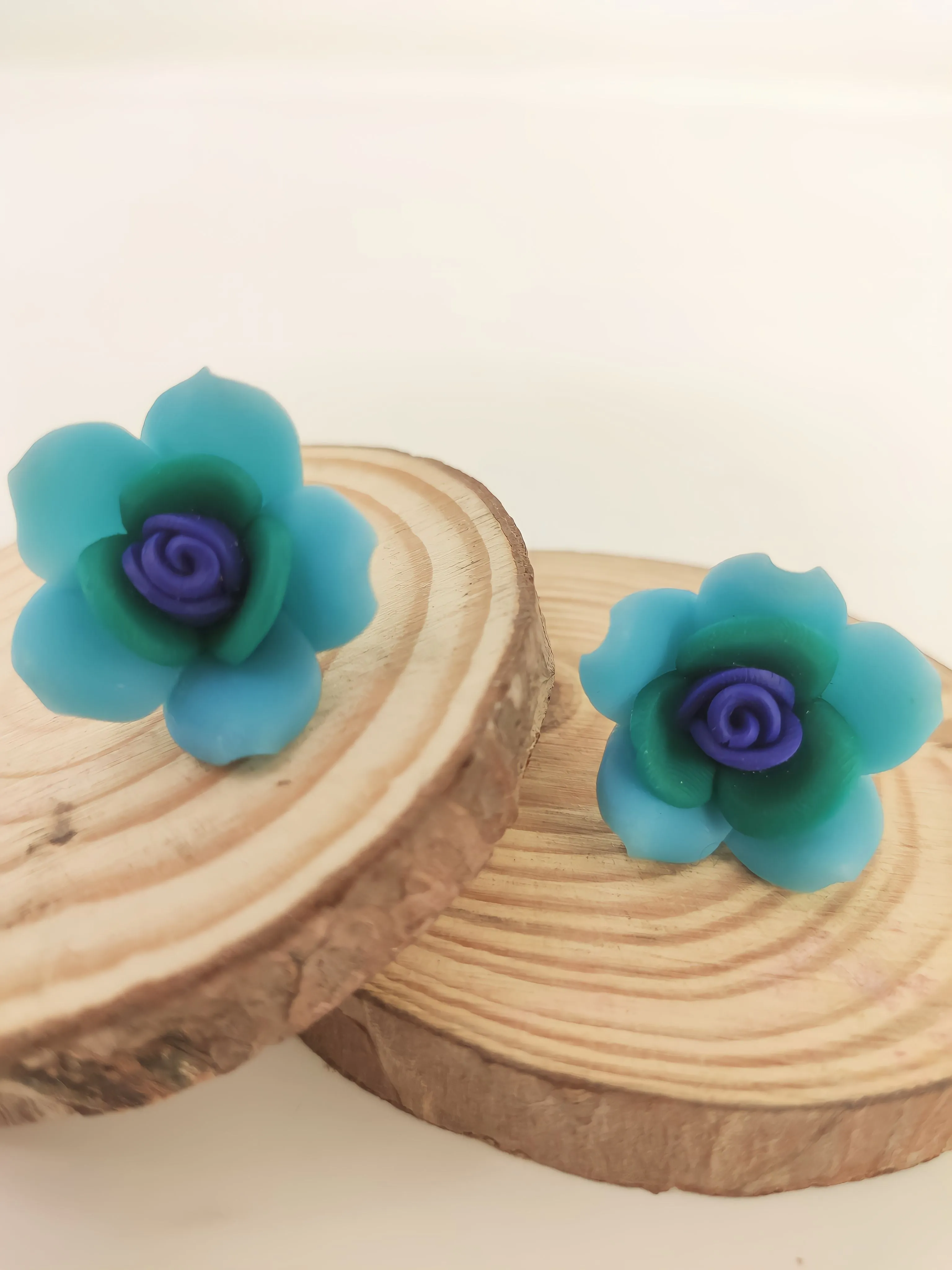 Chic Turquoise-Blue Rose Earrings: Handcrafted Glamour for Trendy Seniors, Women & Girls