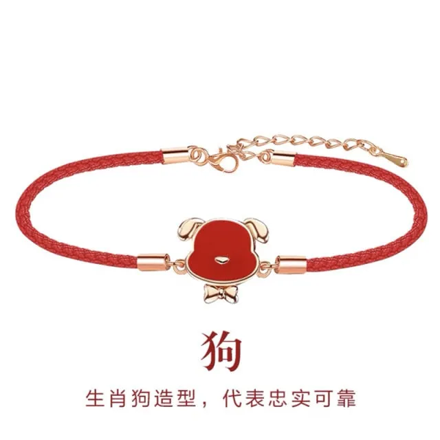 Chinese Style Trendy 12 Chinese Zodiac Animal Red String Bracelet