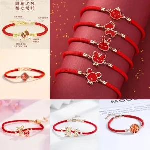 Chinese Style Trendy 12 Chinese Zodiac Animal Red String Bracelet