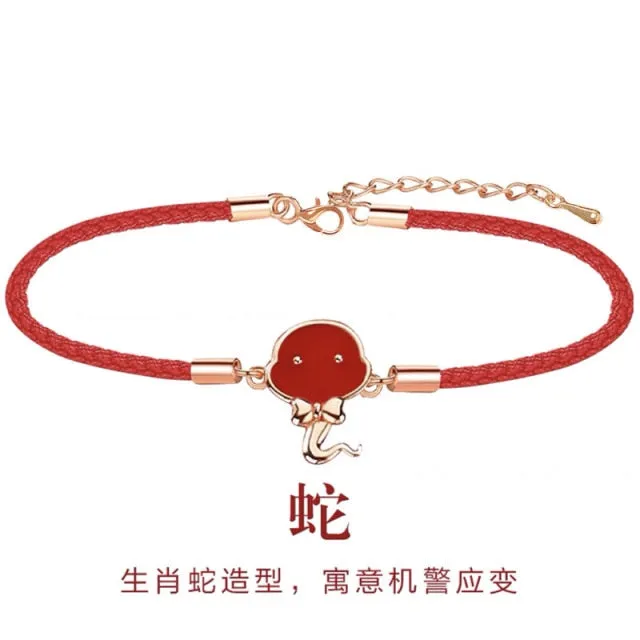 Chinese Style Trendy 12 Chinese Zodiac Animal Red String Bracelet