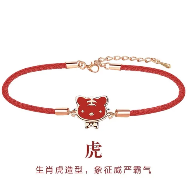 Chinese Style Trendy 12 Chinese Zodiac Animal Red String Bracelet