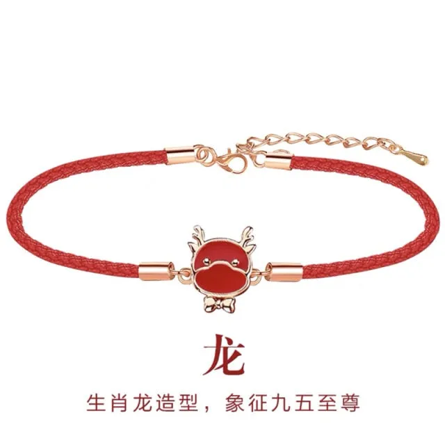 Chinese Style Trendy 12 Chinese Zodiac Animal Red String Bracelet