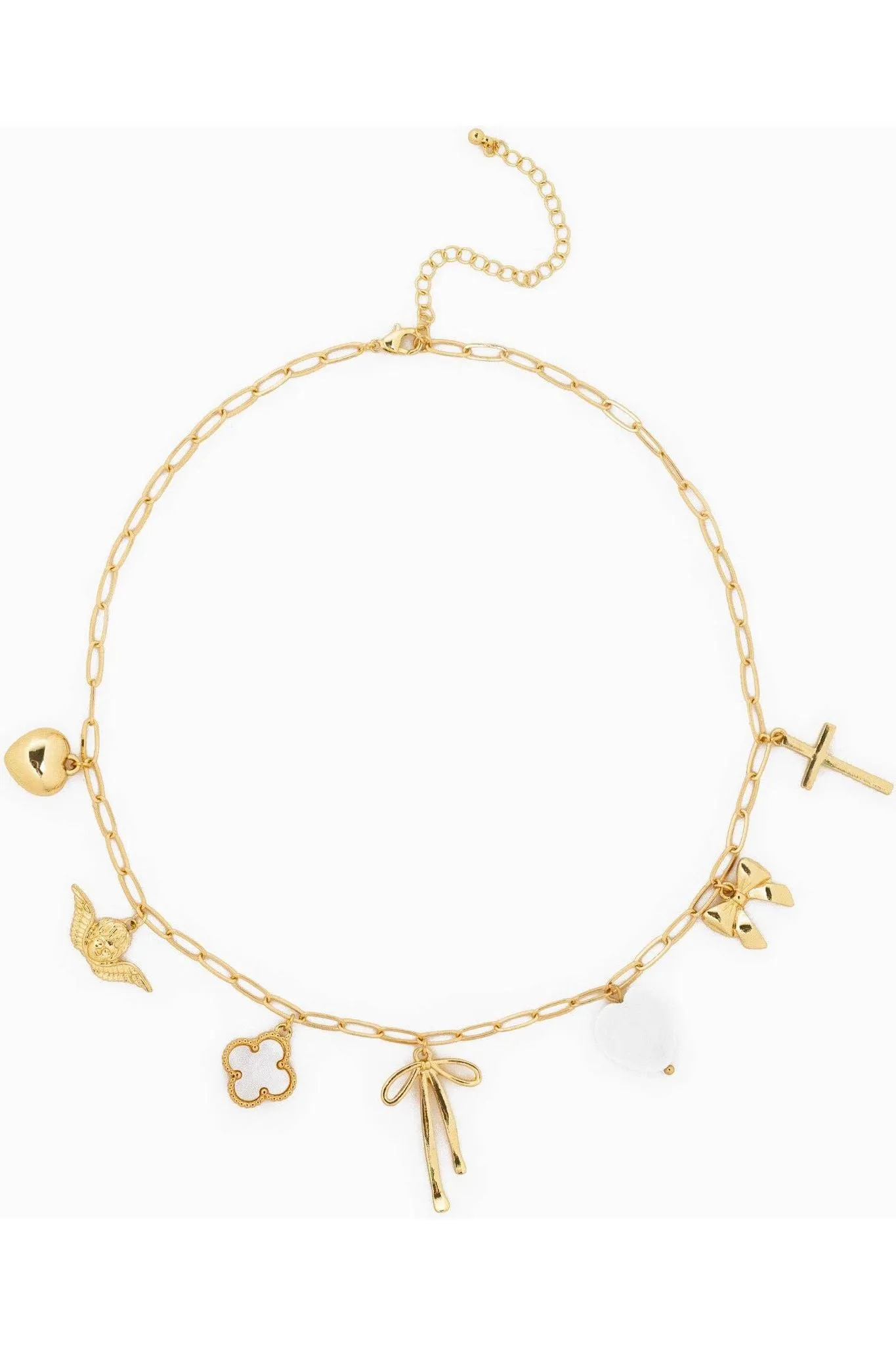 Chunky Bow Multi Gold Charm Necklace