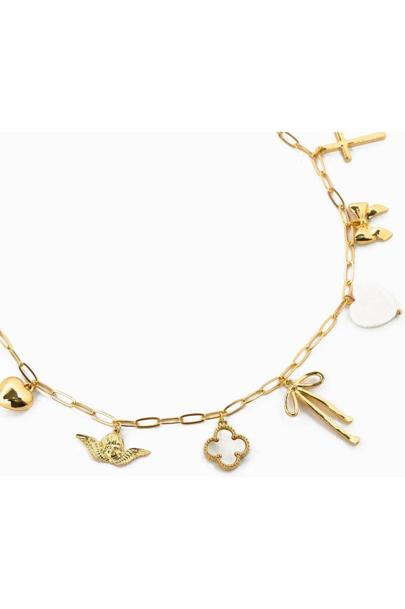 Chunky Bow Multi Gold Charm Necklace
